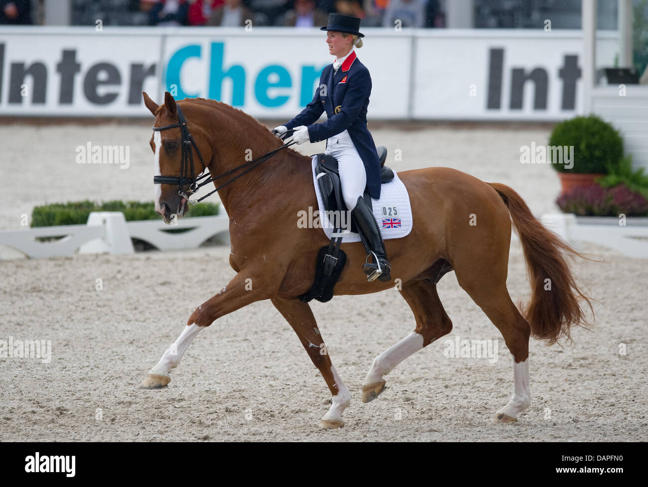 British dressage rider Laura Bechtolsheimer rides her horse Mistral