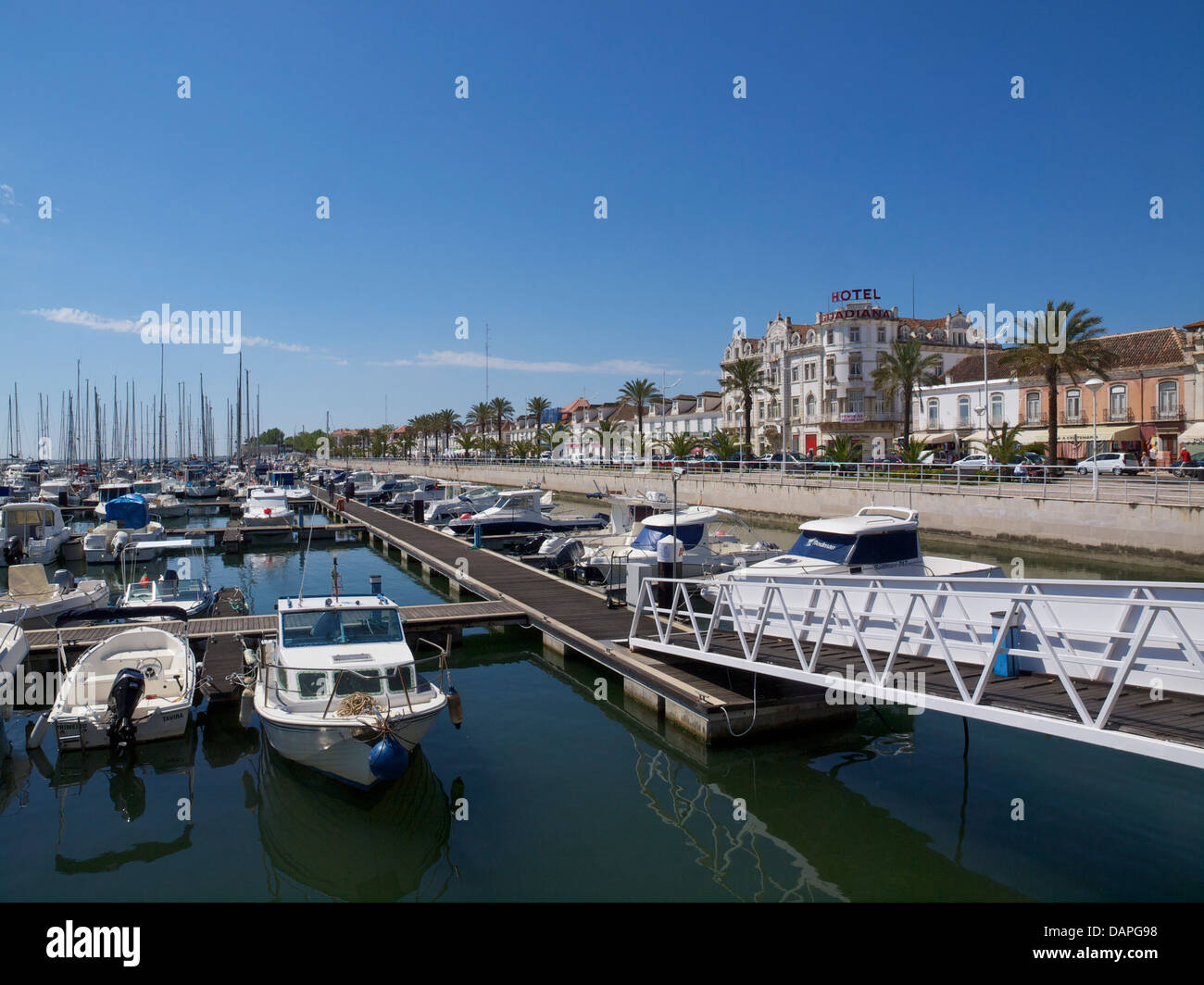 the Marina in Vila Real de Santo Antonio, a city in Portugal on the Rio Guadiana, which is the border with Spain Stock Photo