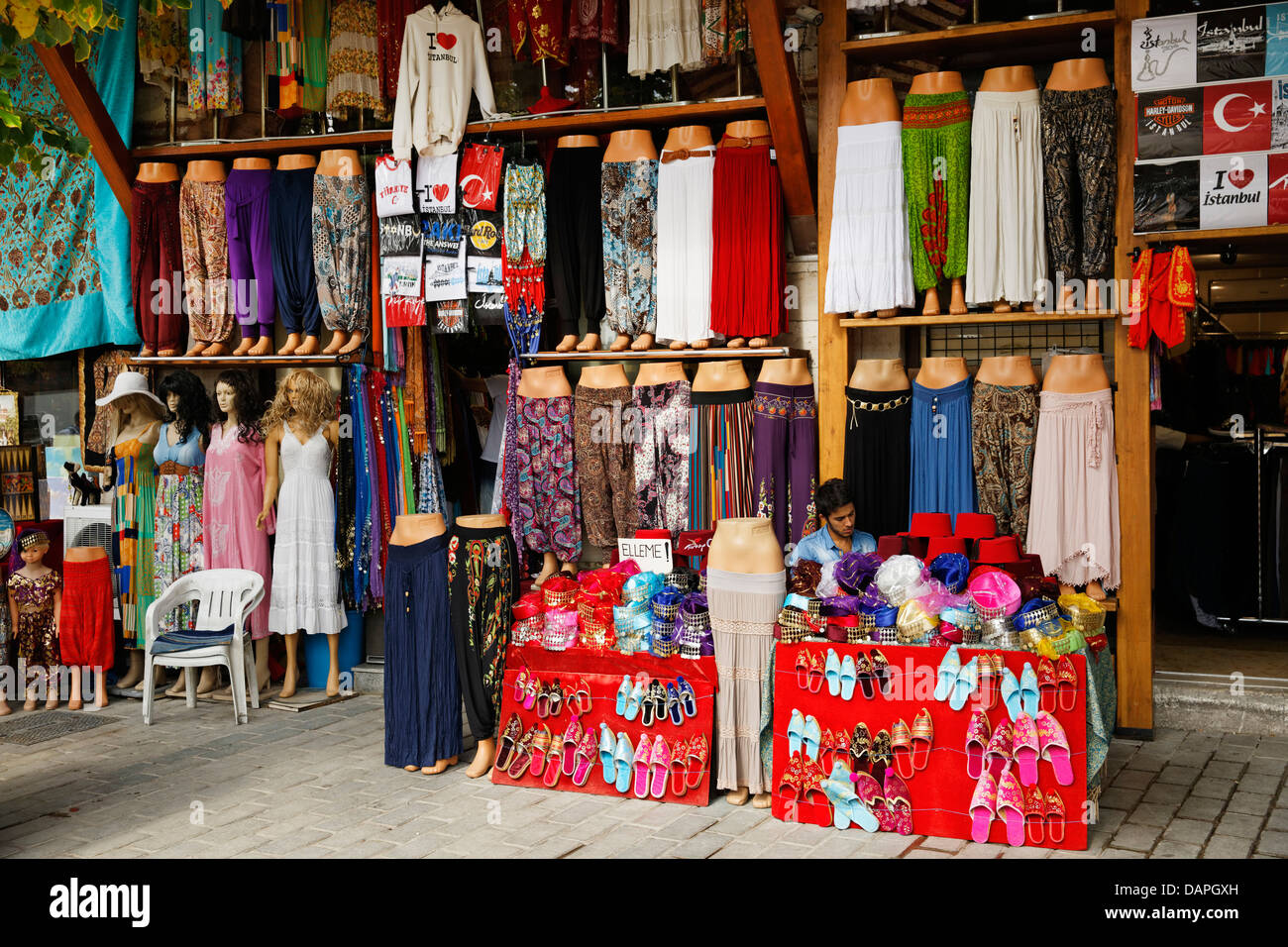 Europe, Turkey, Istanbul, Kiosk for oriental womens clothing Stock