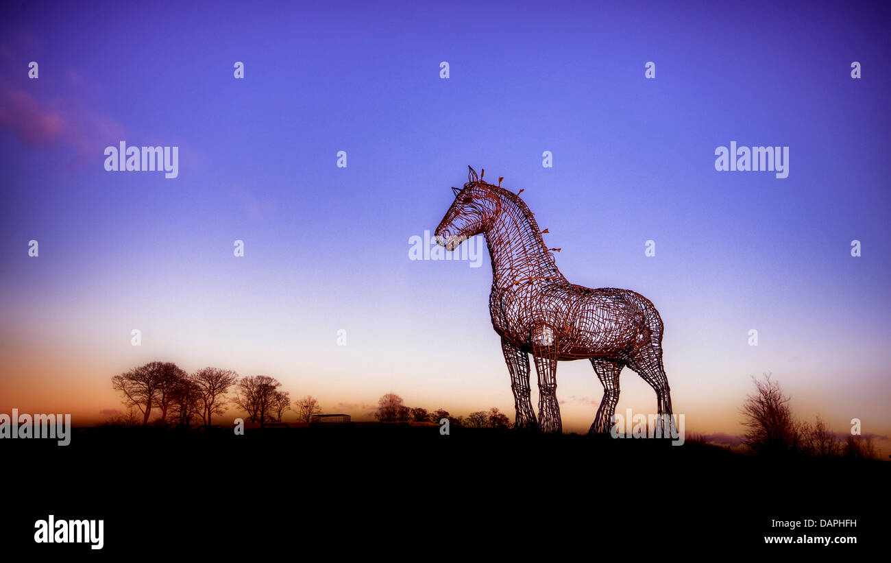 UK, Scotland, Glasgow, Sculpture of Clydesdale Horse at Easterhouse Stock Photo