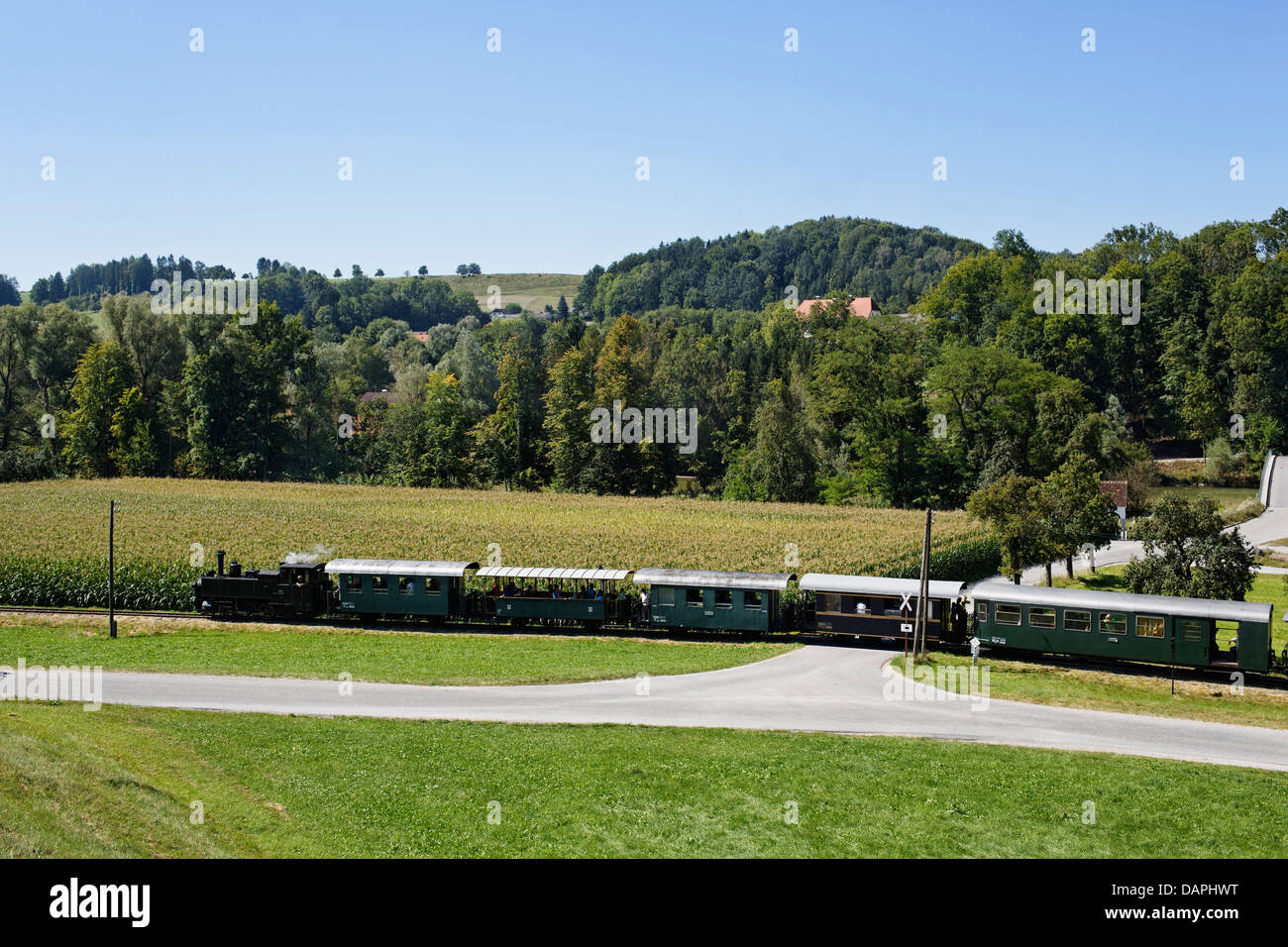 Austria, Upper Austria, Narrow Gauge Railway passing through Steyr Stock Photo