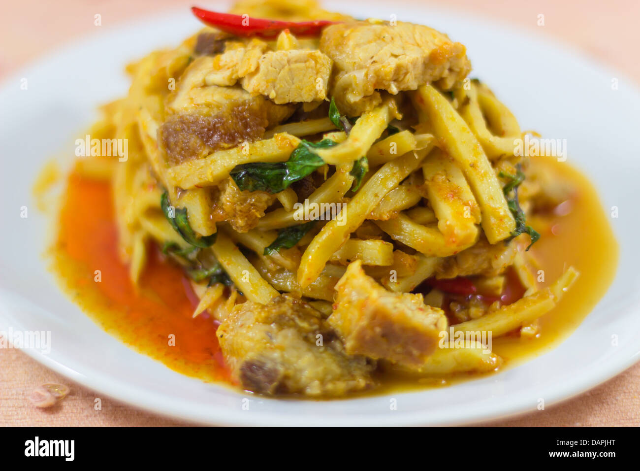 Thai food crispy pork and bamboo shoot curry Stock Photo Alamy