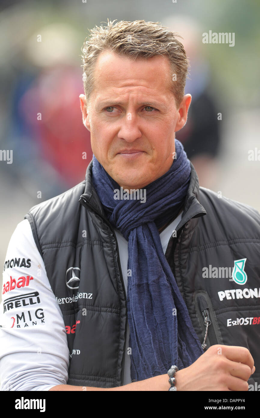 German Formula One driver Michael Schumacher of Mercedes GP arrives the ...