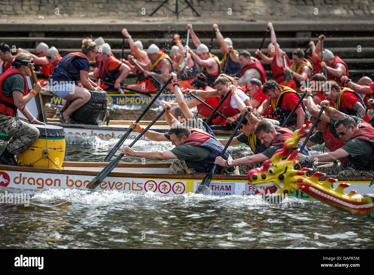 A fancy dress charity event. The 2013 'Help for Heroes' Charity Dragon Boat Race organised by the Rotary Club, York, UK. Stock Photo