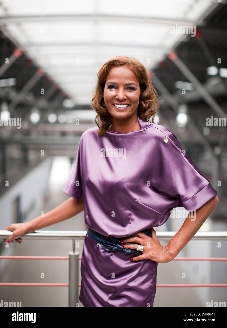 TV host and singer Nadja Abdel Farrag poses inside the Coloneum prior ...