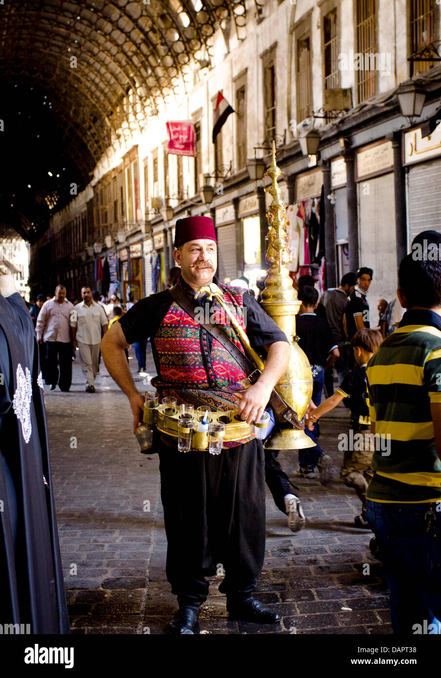 A liquorice drink vendor in the Hamidya Bazar in old Damascus, Syria