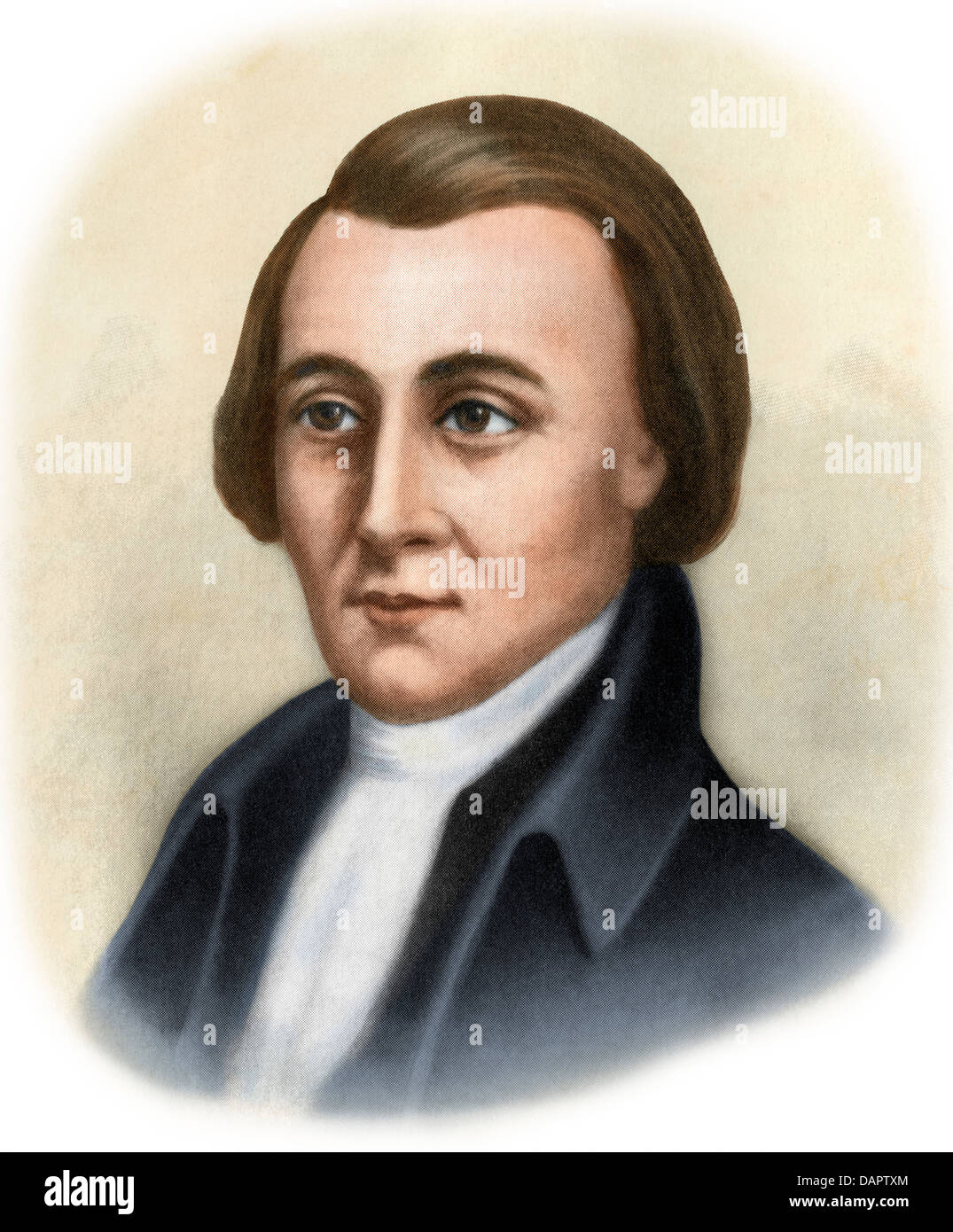 Matthew Thornton, a signer of the Declaration of Independence from New Hampshire. Hand-colored halftone of an illustration Stock Photo