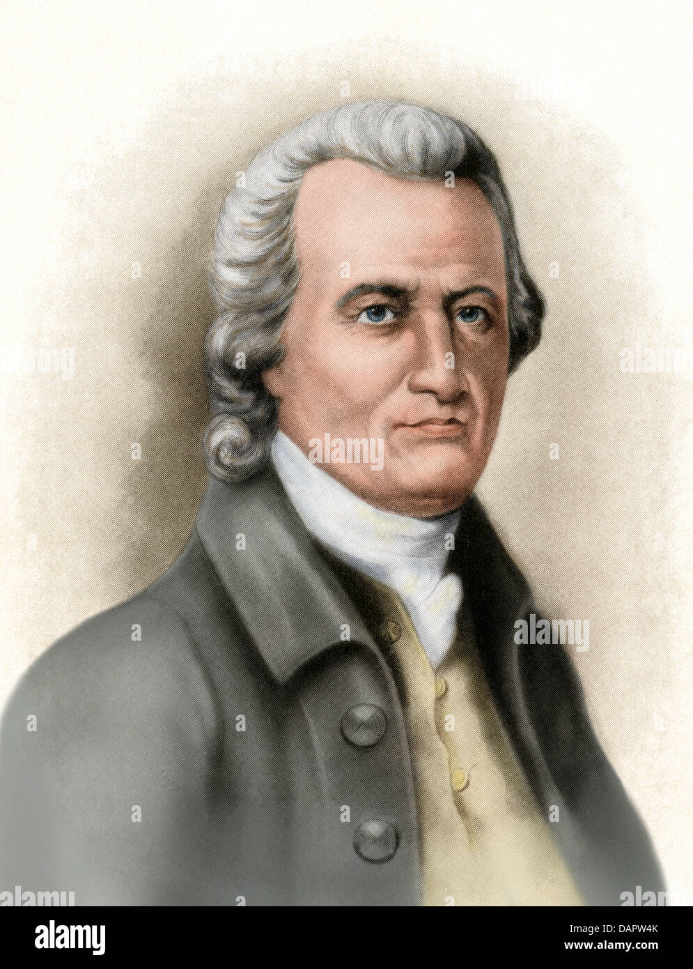 Oliver Wolcott, a signer of the Declaration of Independence from Connecticut. Hand-colored halftone of an illustration Stock Photo