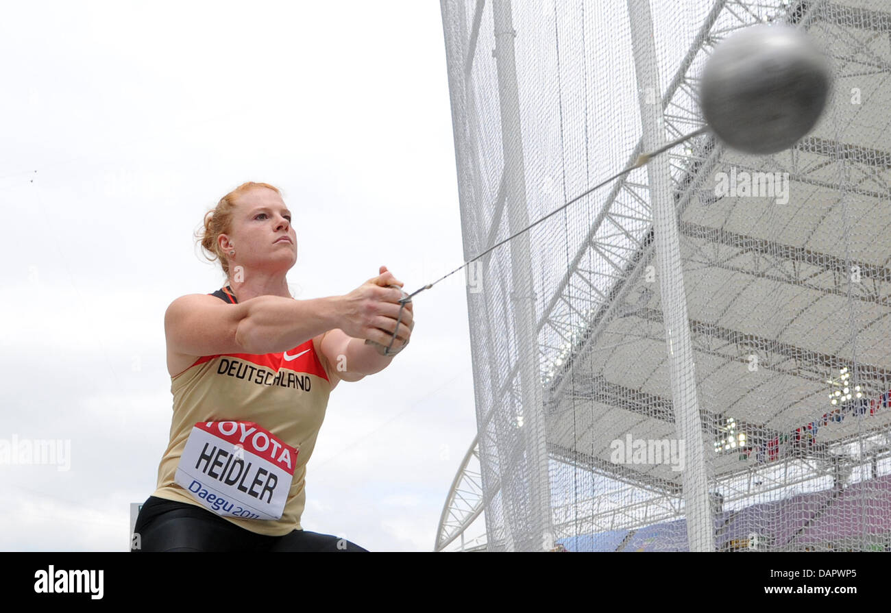Betty Heidler of Germany competes in the women's Hammer Throw