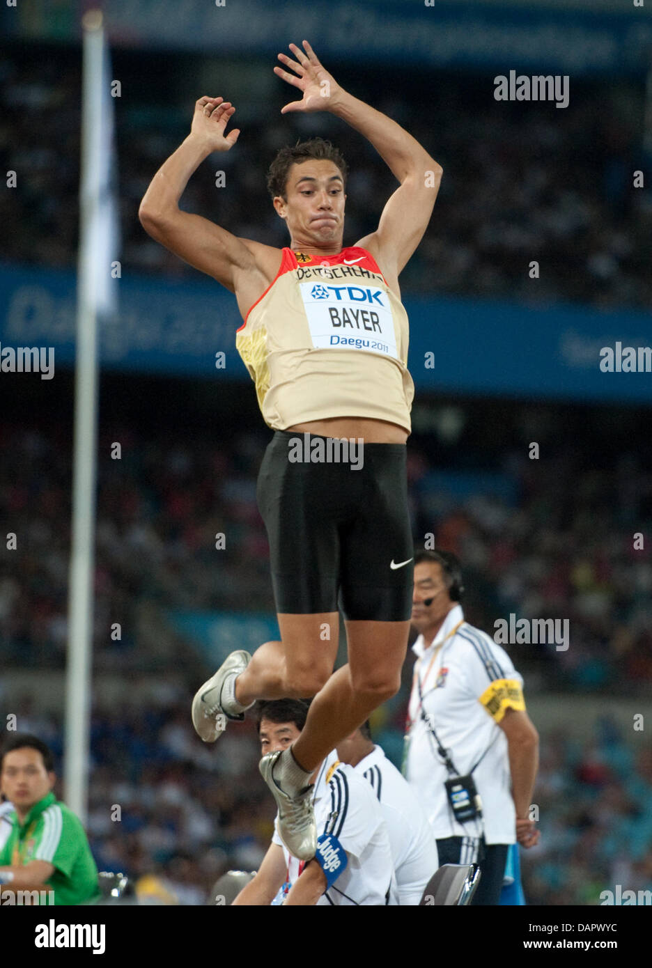 Sebastian Bayer of Germany competes in the men’s Long Jump final at the