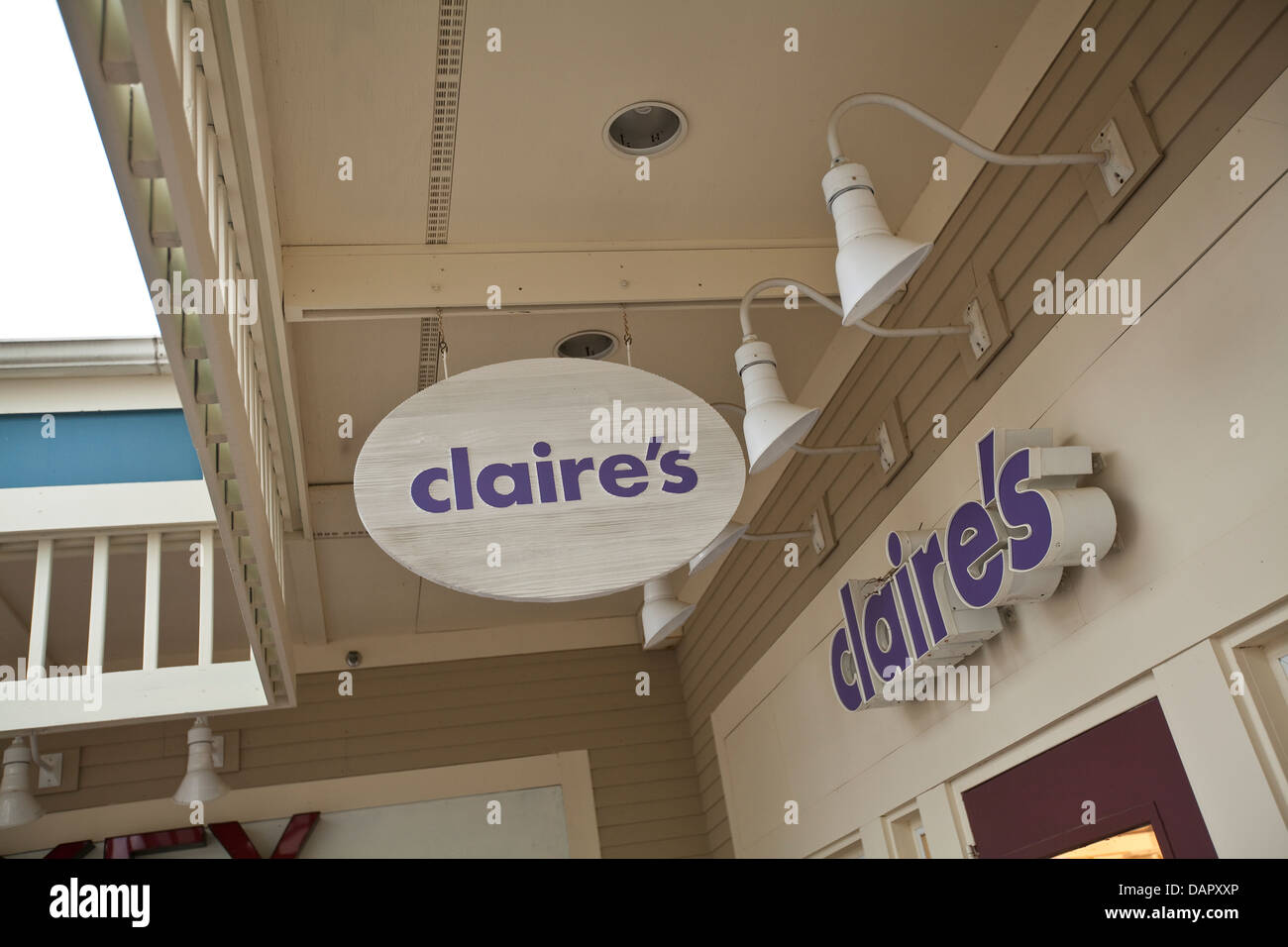A Claire's store is pictured at the Settlers' Green Outlet Village in North Conway Stock Photo