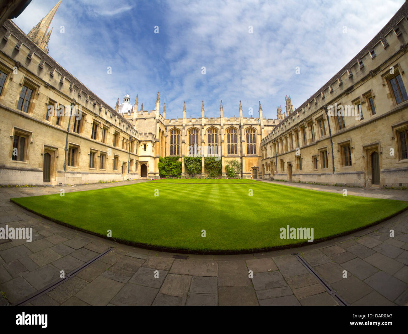 The Quadrangle, Queen's College Oxford - fisheye view 2 Stock Photo