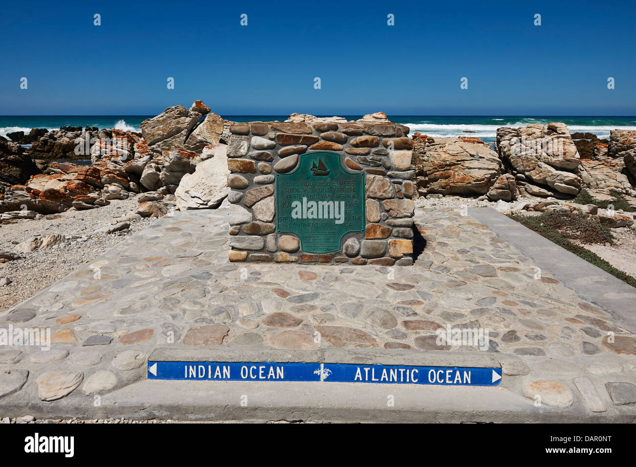 sign at Cape Agulhas, Western Cape, South Africa Stock Photo