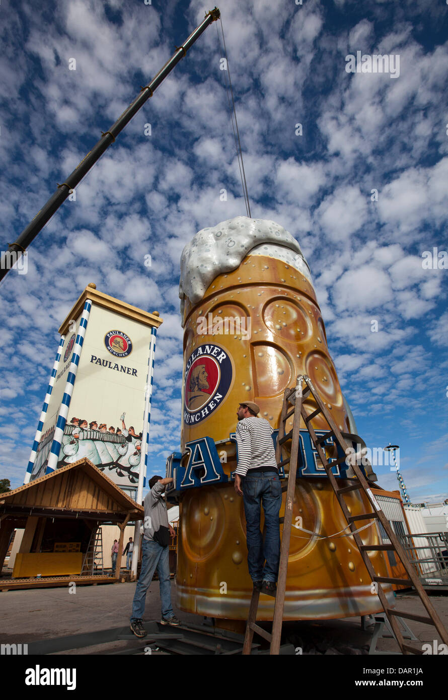 The wolrd's largest beer mug is set up on the grounds of the