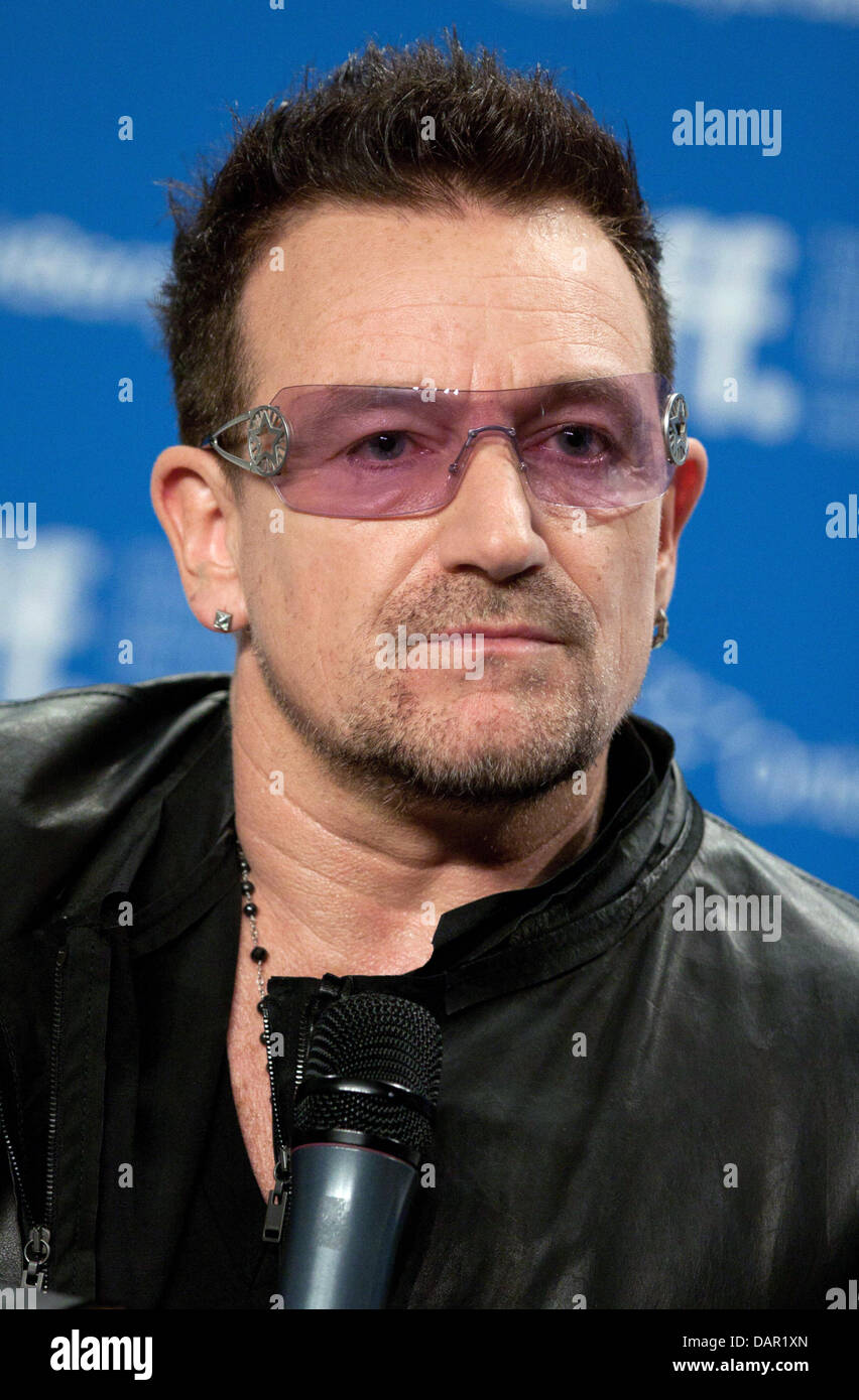 Singer Bono of U2 answers questions during the press conference of 'From The Sky Down' at the Toronto International Film Festival at Bell Lightbox in Toronto, Canada, on 09 September 2011. Photo: Hubert Boesl Stock Photo