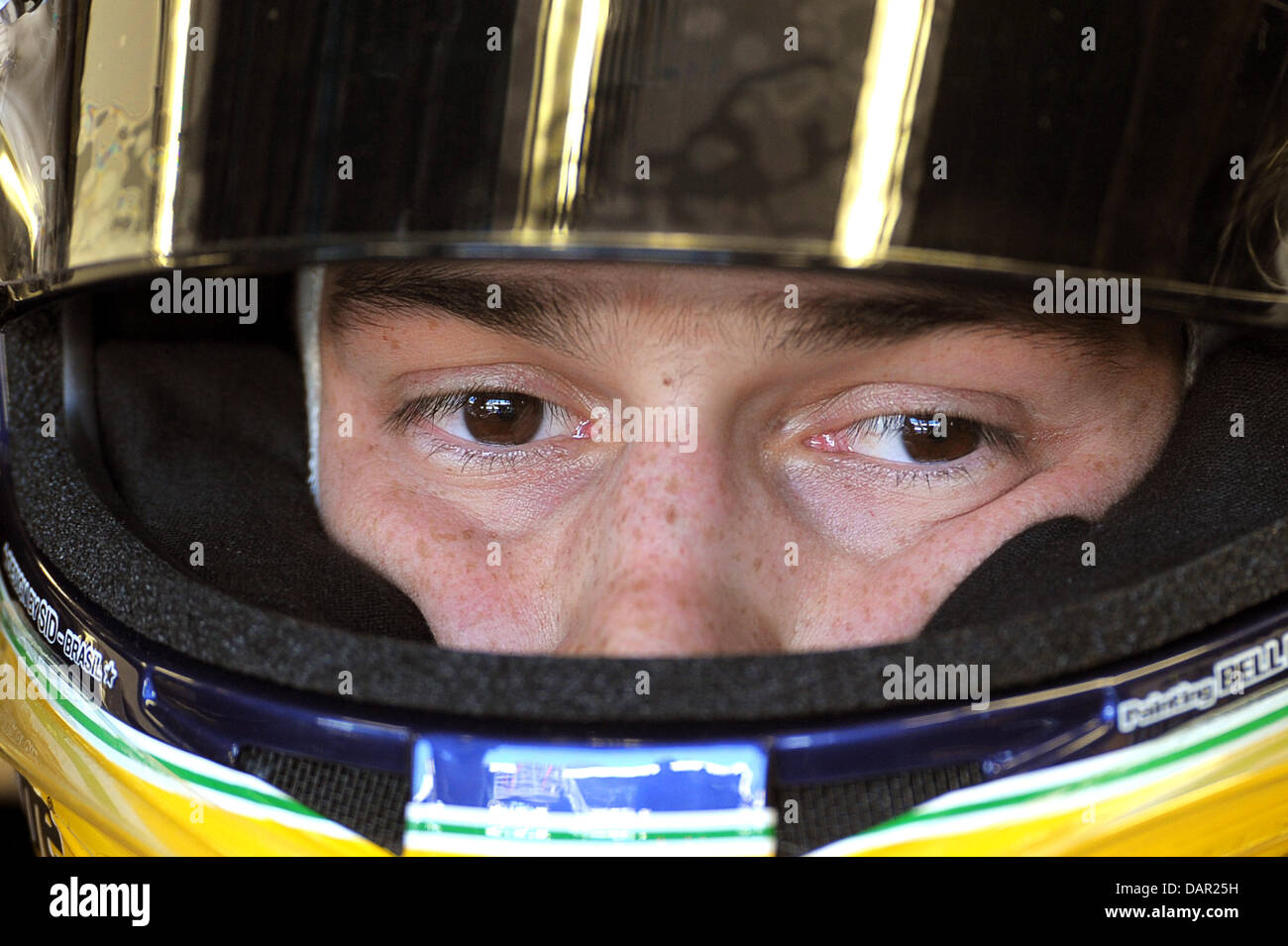 Brazilian Formula One driver Bruno Senna of Lotus Renault sits in his