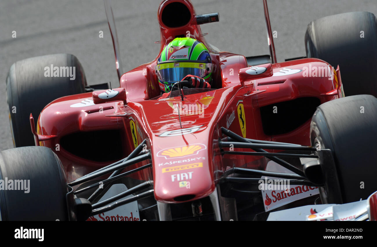 Brazilian Formula One driver Felipe Massa of Ferrari steers his car in
