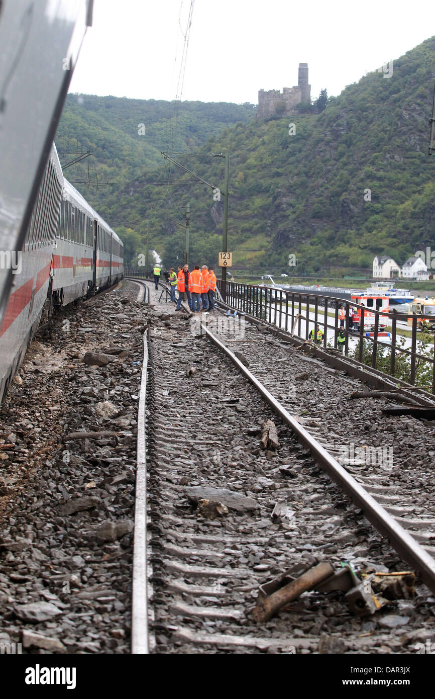 A passenger train has gone off the rails at the railway line near St