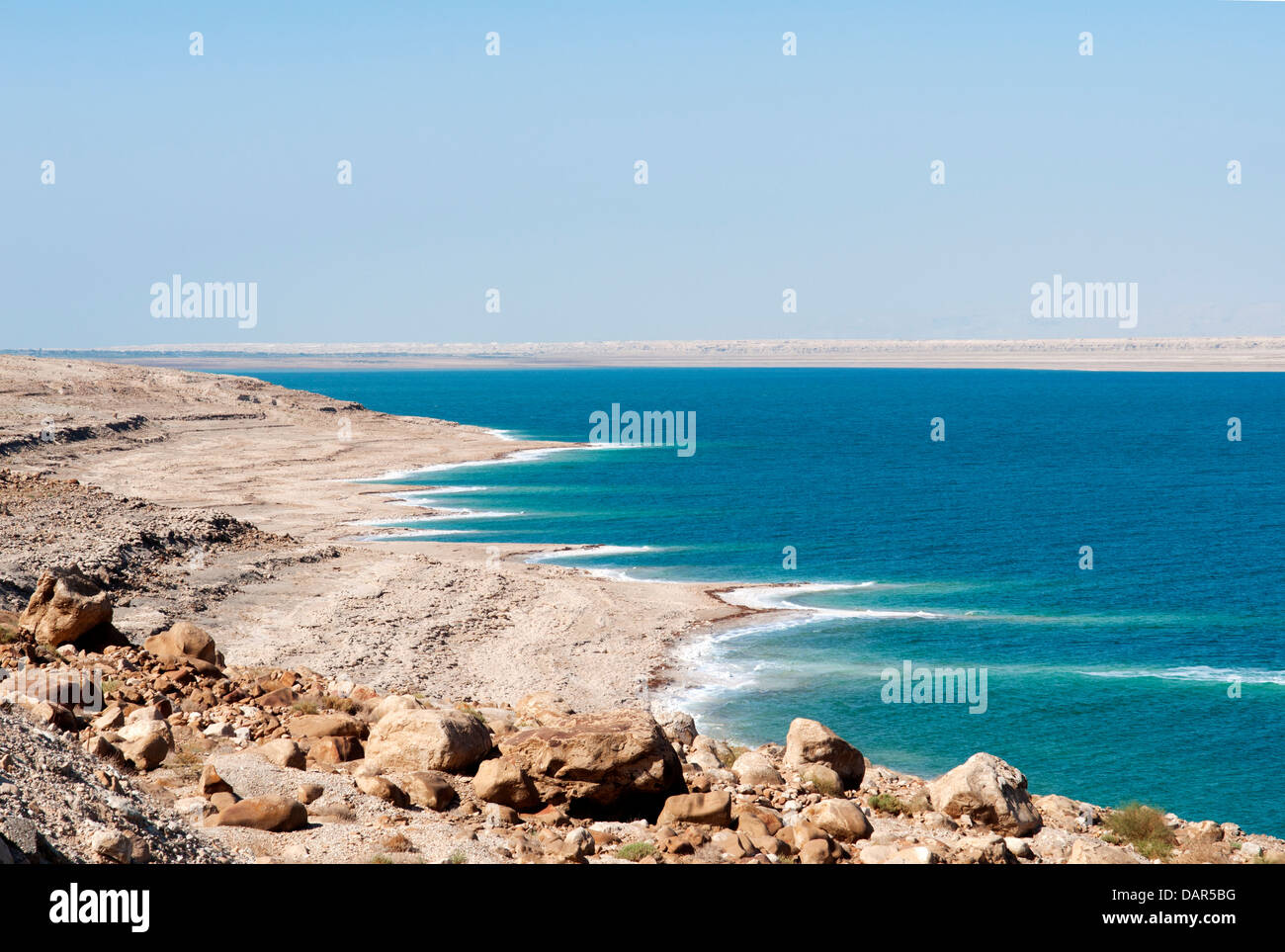Salt on the banks of Dead Sea, Jordan Stock Photo