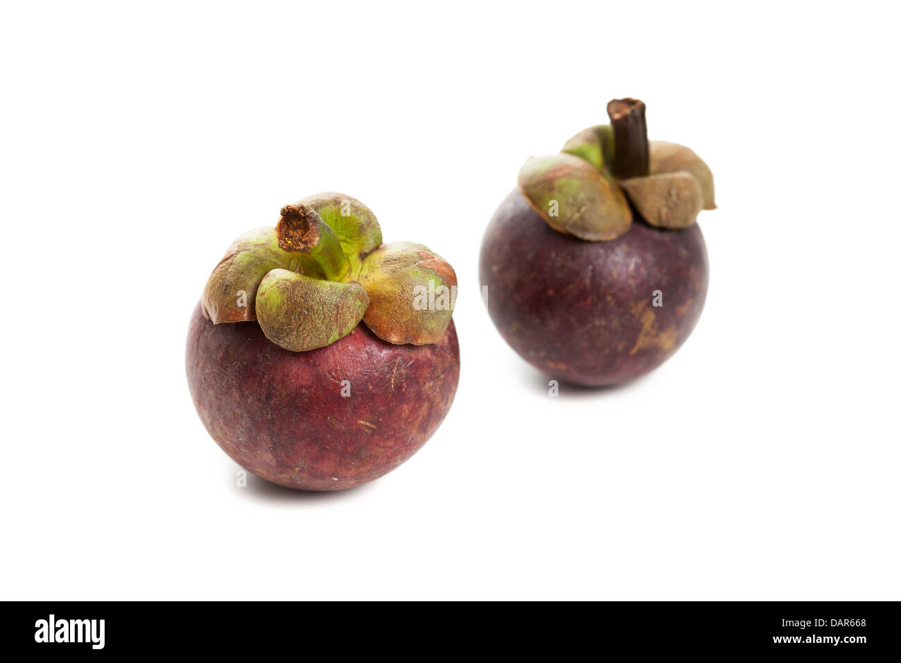 Mangosteen, Tropical Fruit with white background Stock Photo