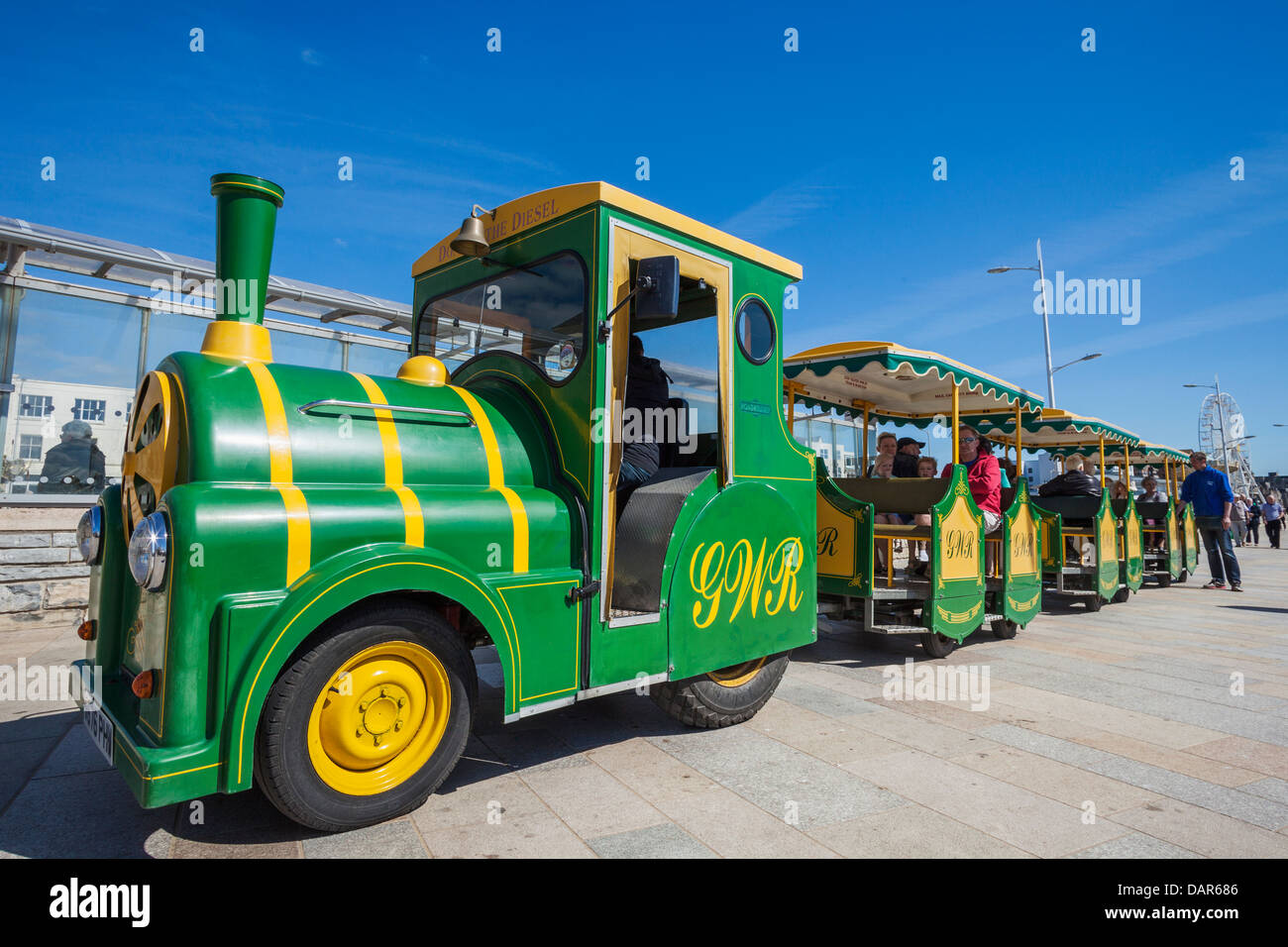 England, Somerset, WestonSuperMare, Seafront Train Stock Photo Alamy