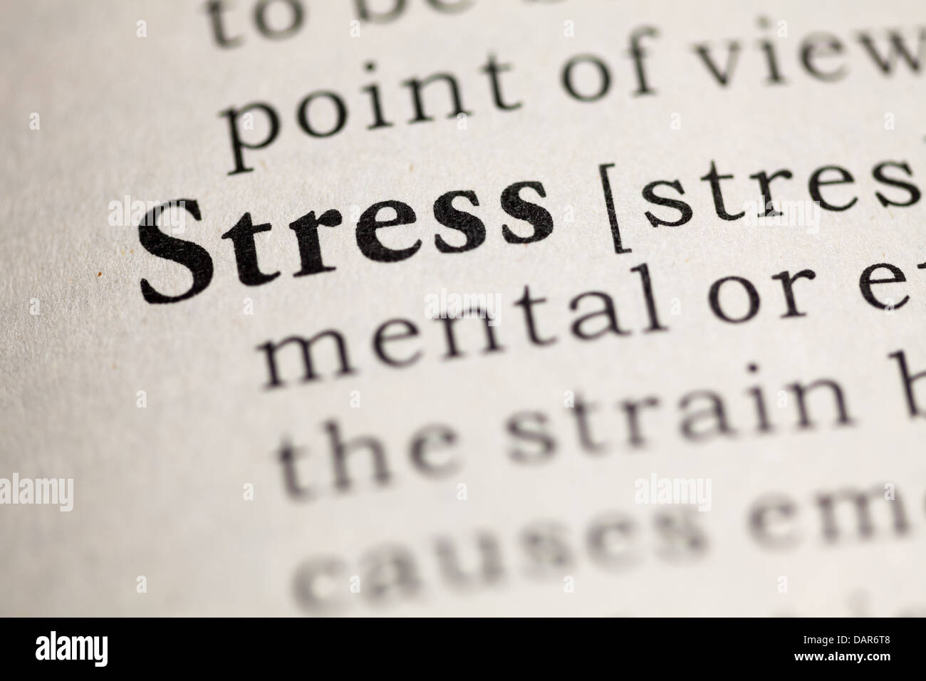 Fake Dictionary, Dictionary definition of the word Stress. Stock Photo