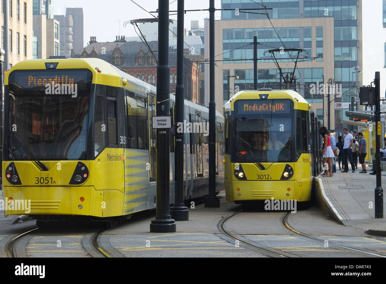 England, Manchester, St Peter's Square tram stop Stock Photo