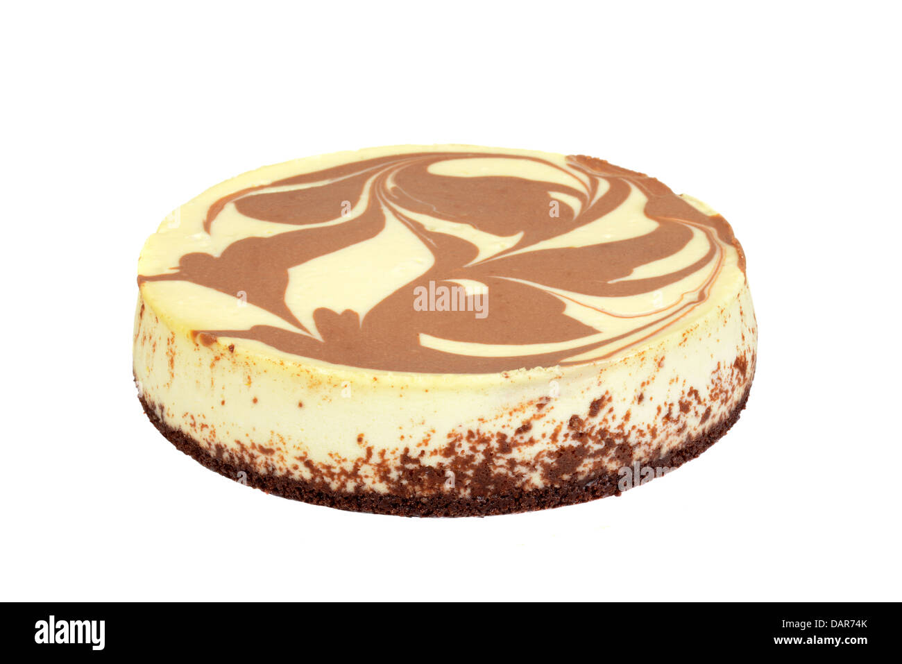 isolated chocolate swirl cheesecake Stock Photo