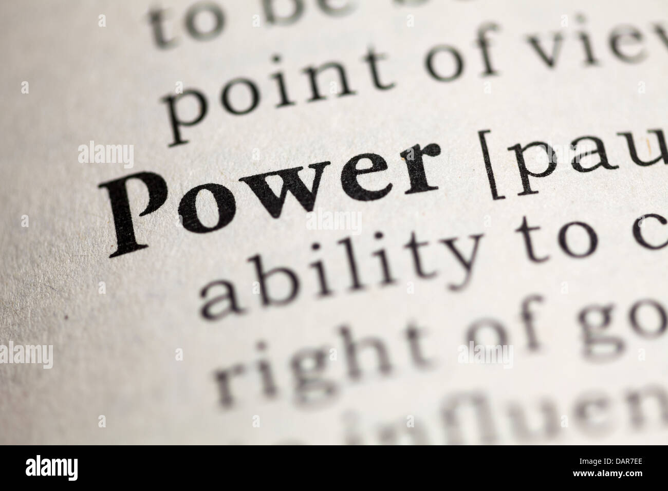 Fake Dictionary, Dictionary definition of the word Power Stock Photo