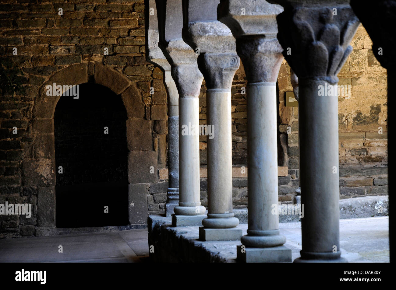 cloister of Sant Pere de Casserres , it  is a Benedictine monastery Catalan Romanesque architecture Stock Photo
