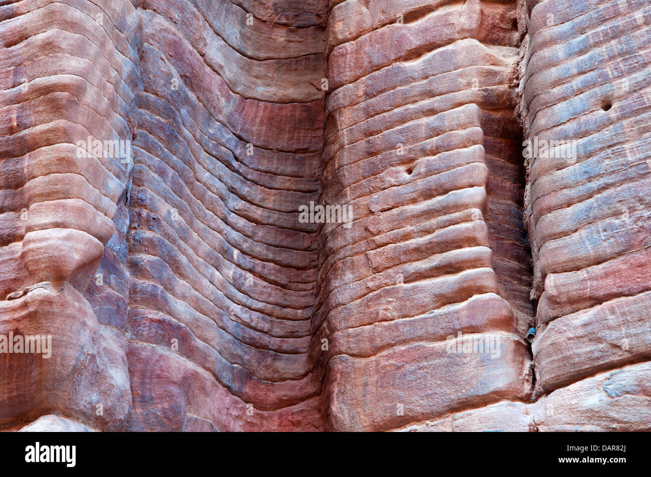 Colorful striated rock, Petra, Jordan Stock Photo