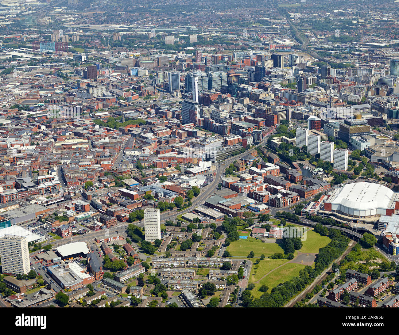 Birmingham City Centre from the air, West Midlands, UK Stock Photo