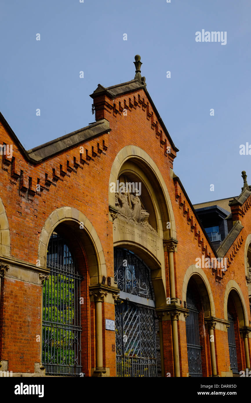 England, Manchester, remnant of the Wholesale fish Market exterior in the northern Quarter Stock Photo