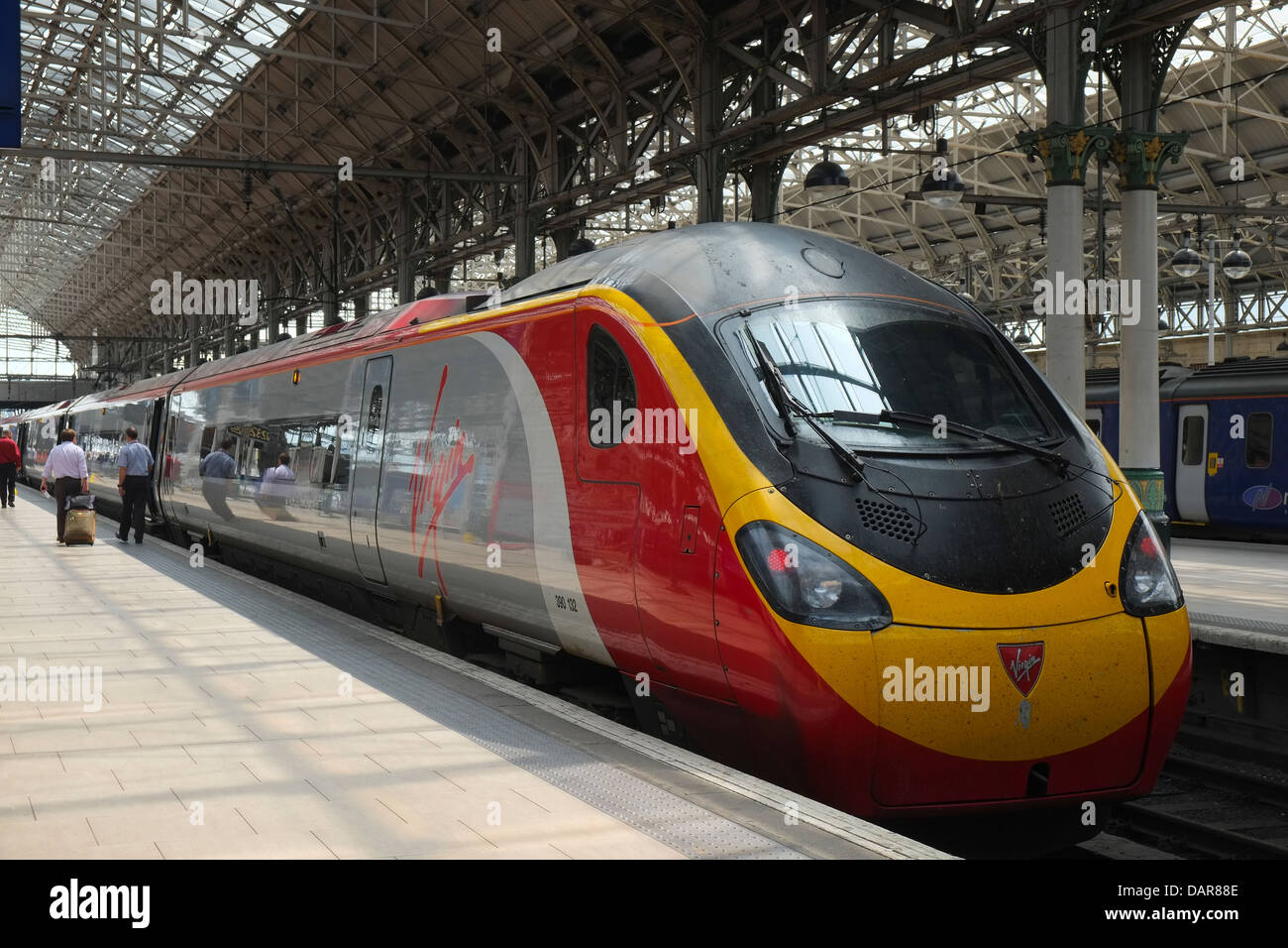 England, Manchester, Piccadilly Rail Station, Virgin Train Stock Photo