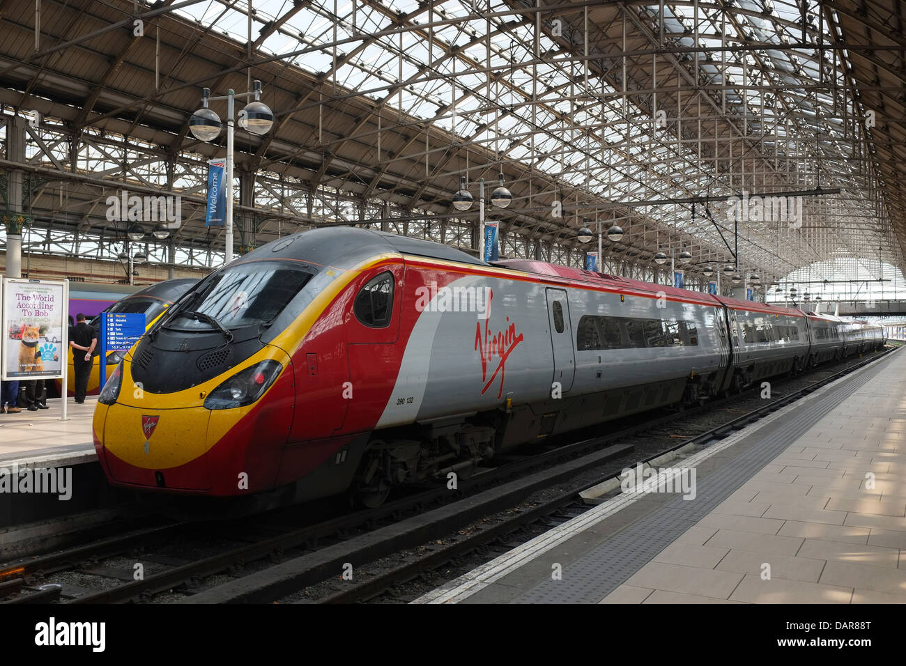 England, Manchester, Piccadilly Rail Station, Virgin Train Stock Photo