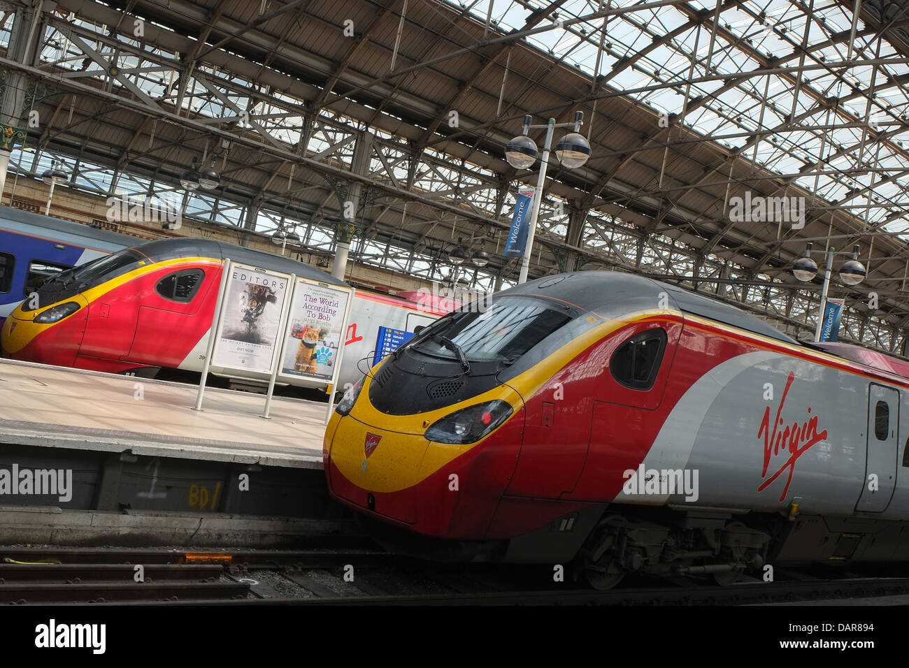 England, Manchester, Piccadilly Rail Station, Virgin Train Stock Photo
