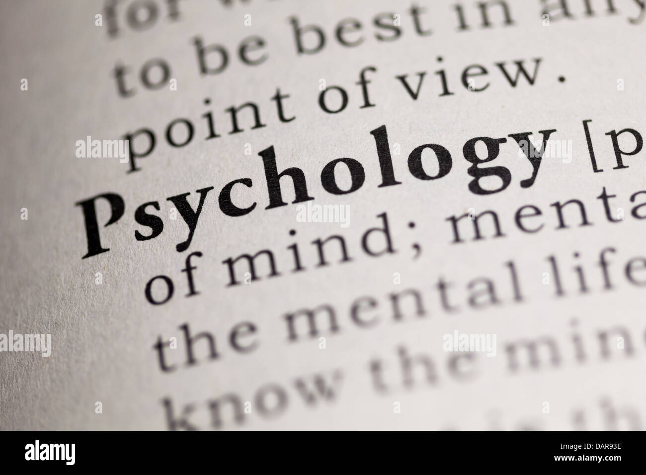 Fake Dictionary, Dictionary definition of the word Psychology. Stock Photo