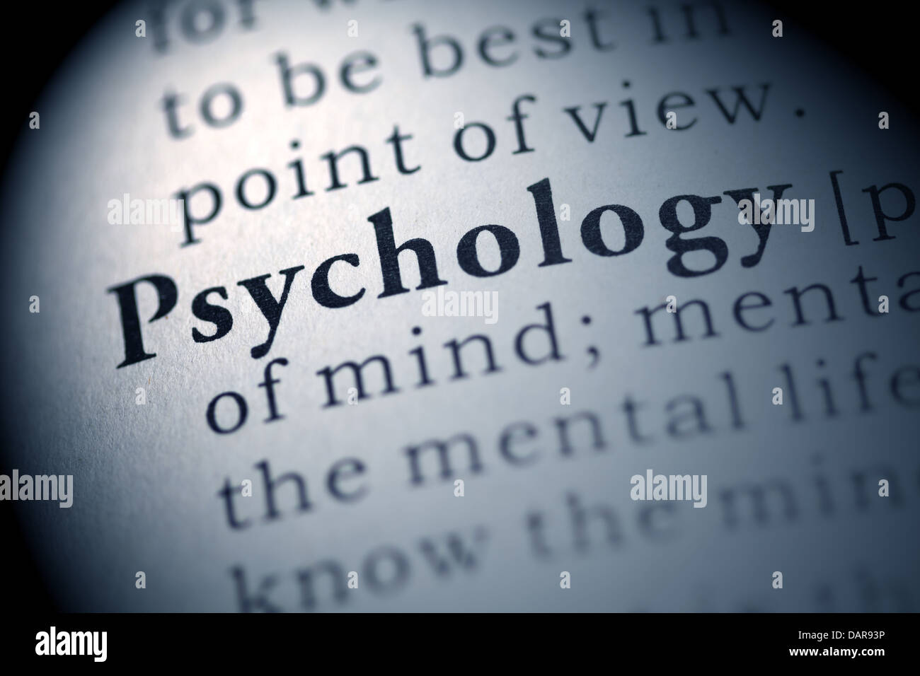 Fake Dictionary, Dictionary definition of the word Psychology. Stock Photo