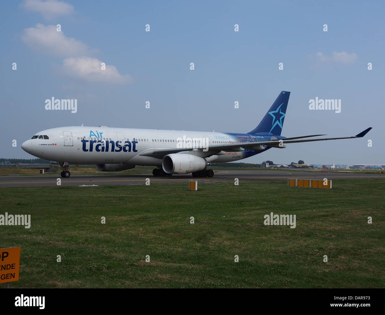 C-GTSN is an Airbus A330-243 operated by Air Transat, a wide-body airliner designed for long-haul international flights. It features modern flight technology and provides comfort for passengers on transatlantic routes. Stock Photo