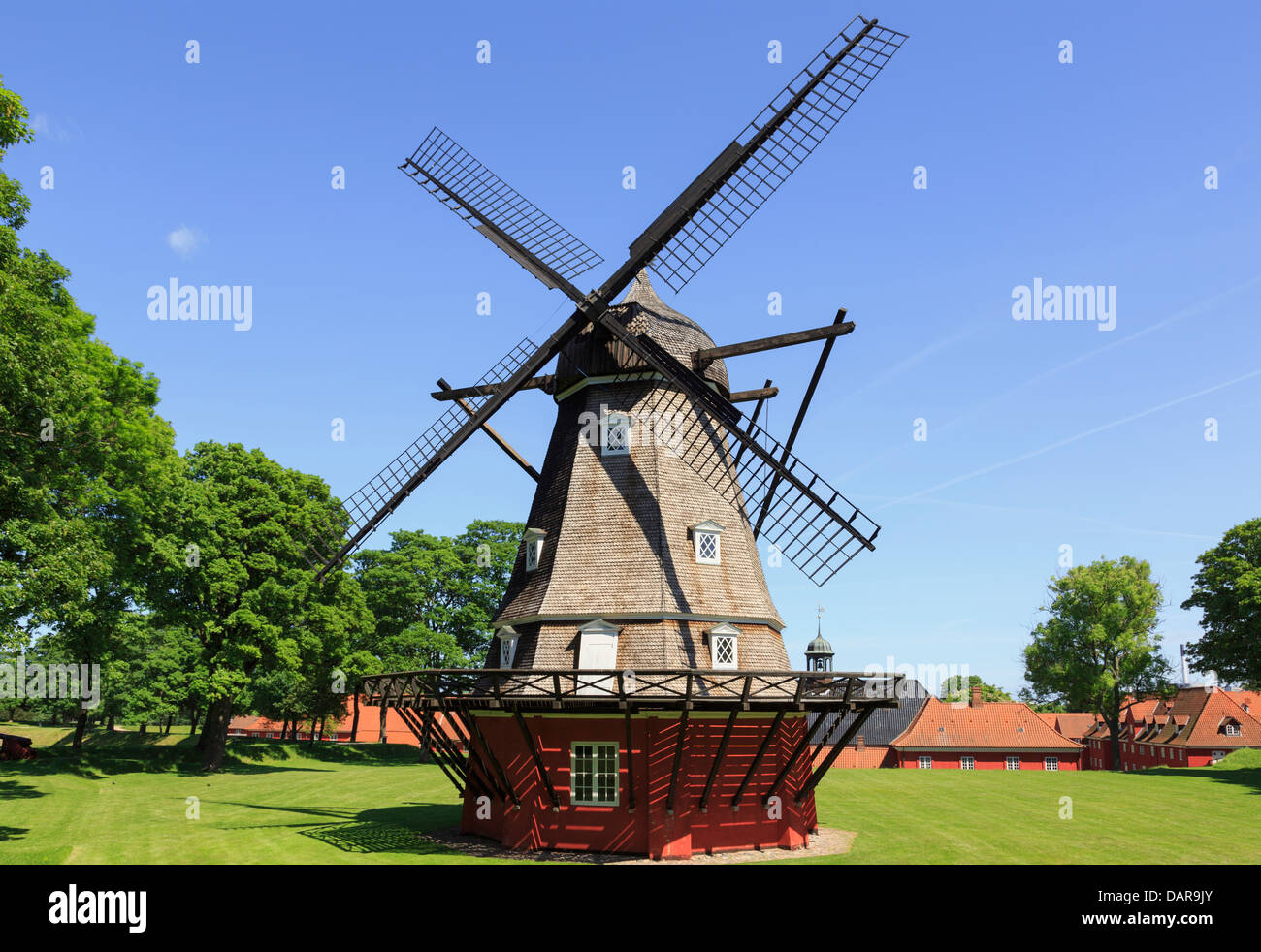 Dutch type windmill 1847 on King's Bastion in the Kastellet or Frederikshavn Citadel. Copenhagen, Zealand, Denmark Stock Photo
