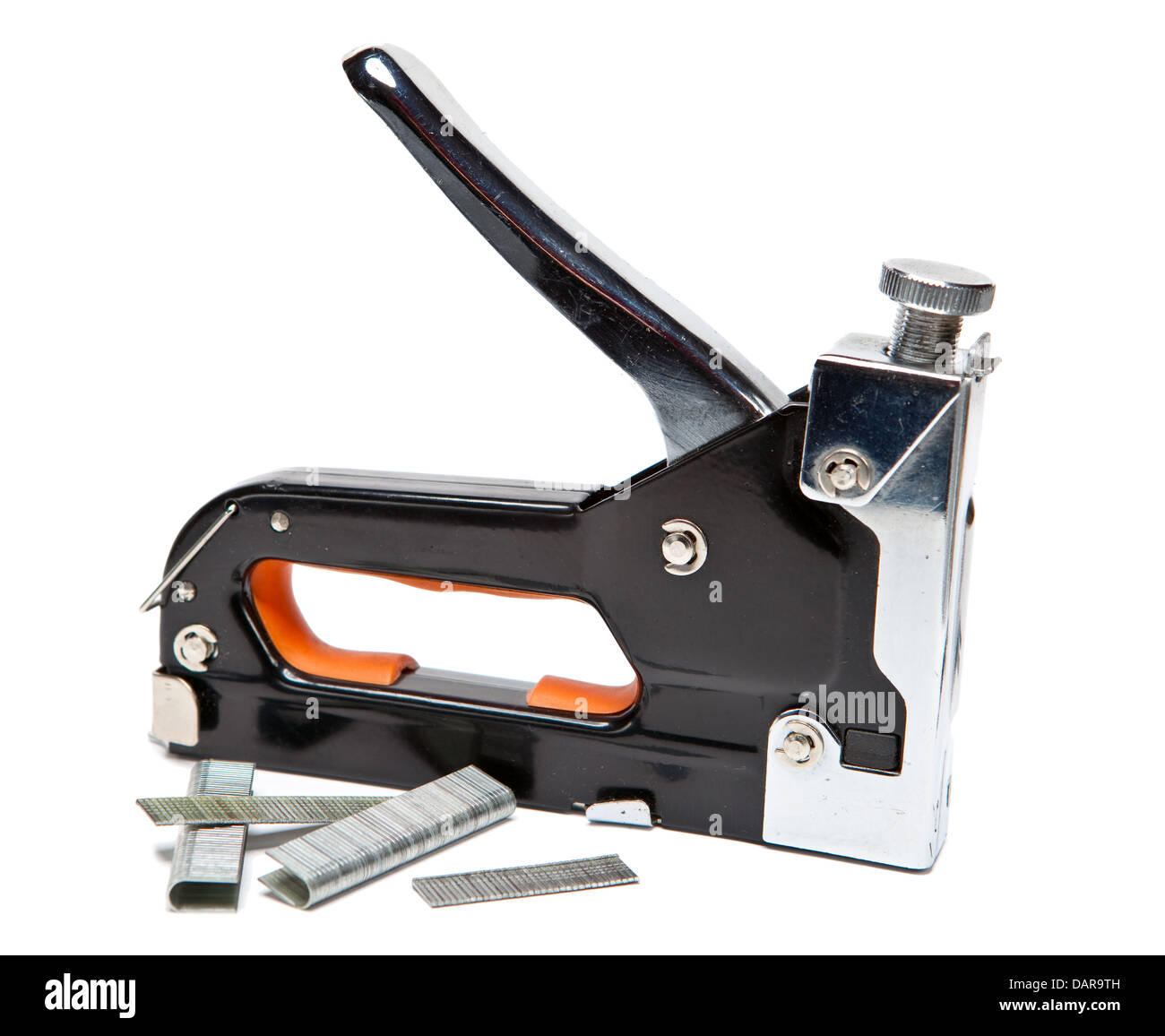 metal stapler for repair work on the house Stock Photo