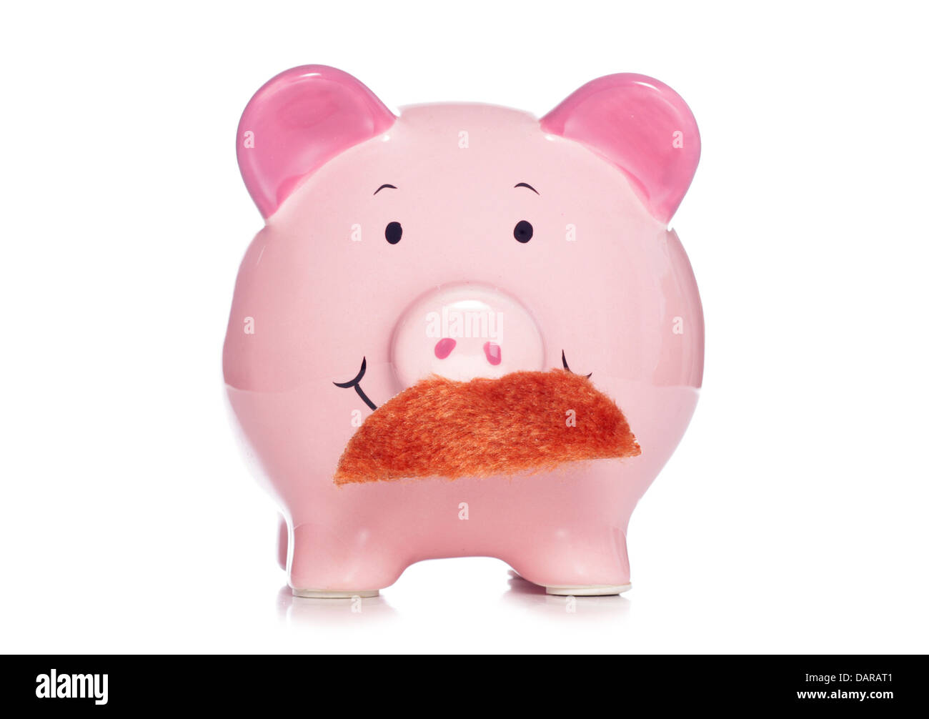 Banker moustache piggy bank studio cutout Stock Photo