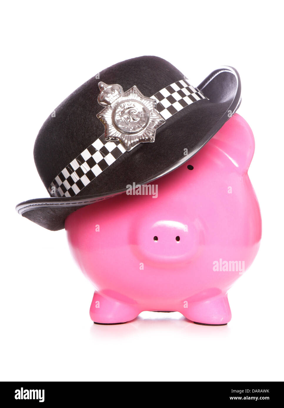 police piggy bank studio cutout Stock Photo