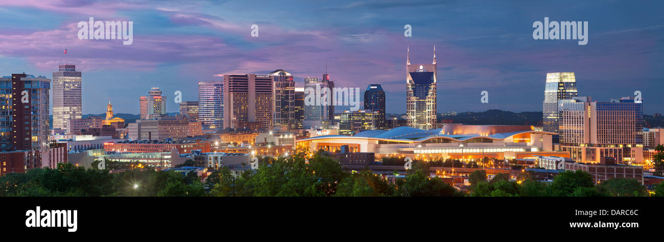 Twilight over Nashville Tennessee, USA Stock Photo