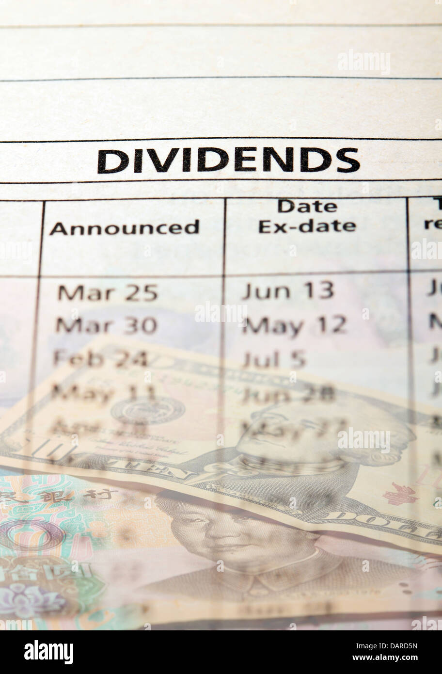 Dividend payout announcement. Concept of return on investment Stock Photo Alamy