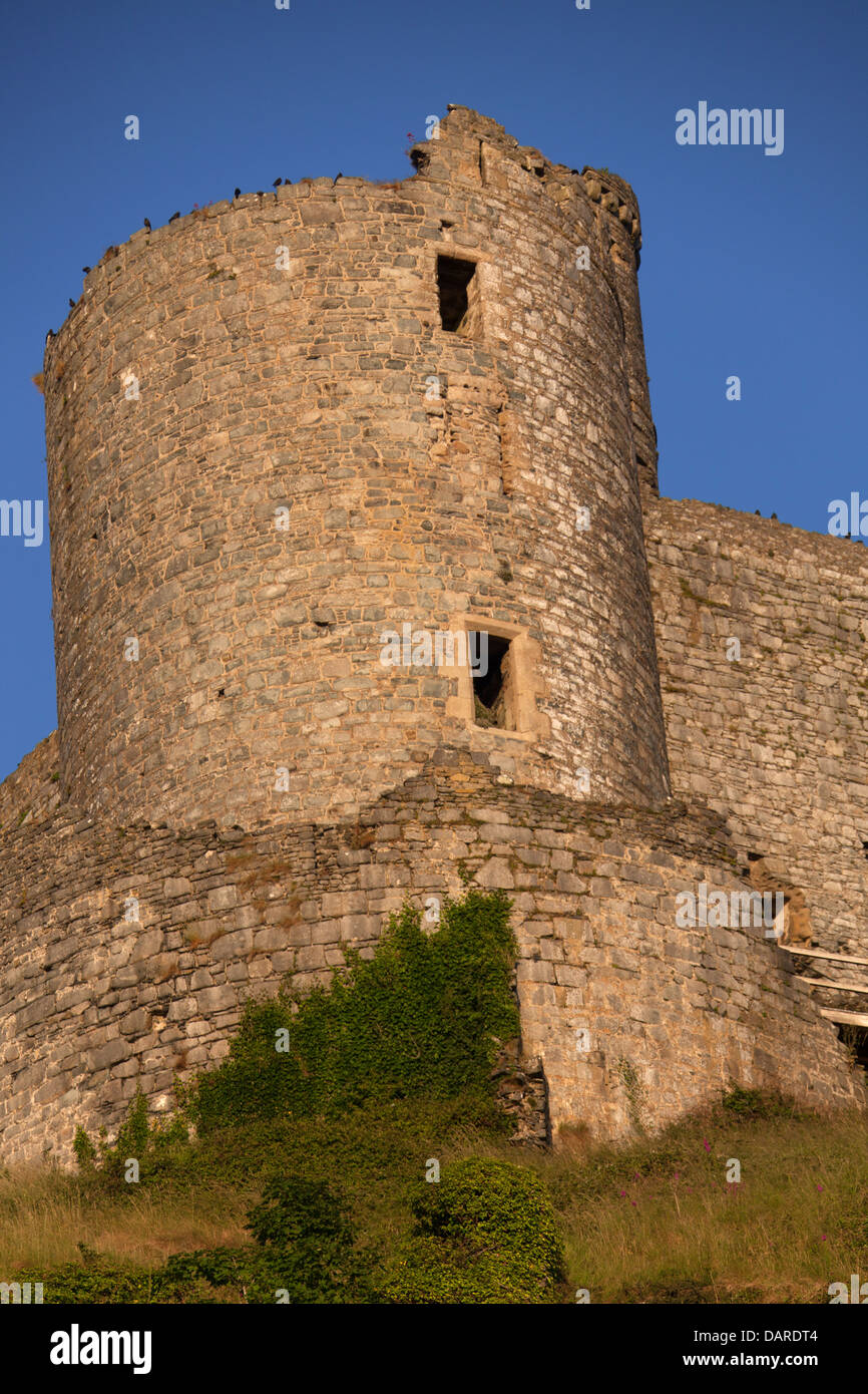 Town of Harlech, Wales. Close up view of Harlech Castle’s northwest
