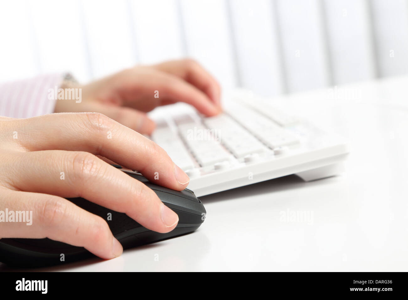 Business woman typing document Stock Photo