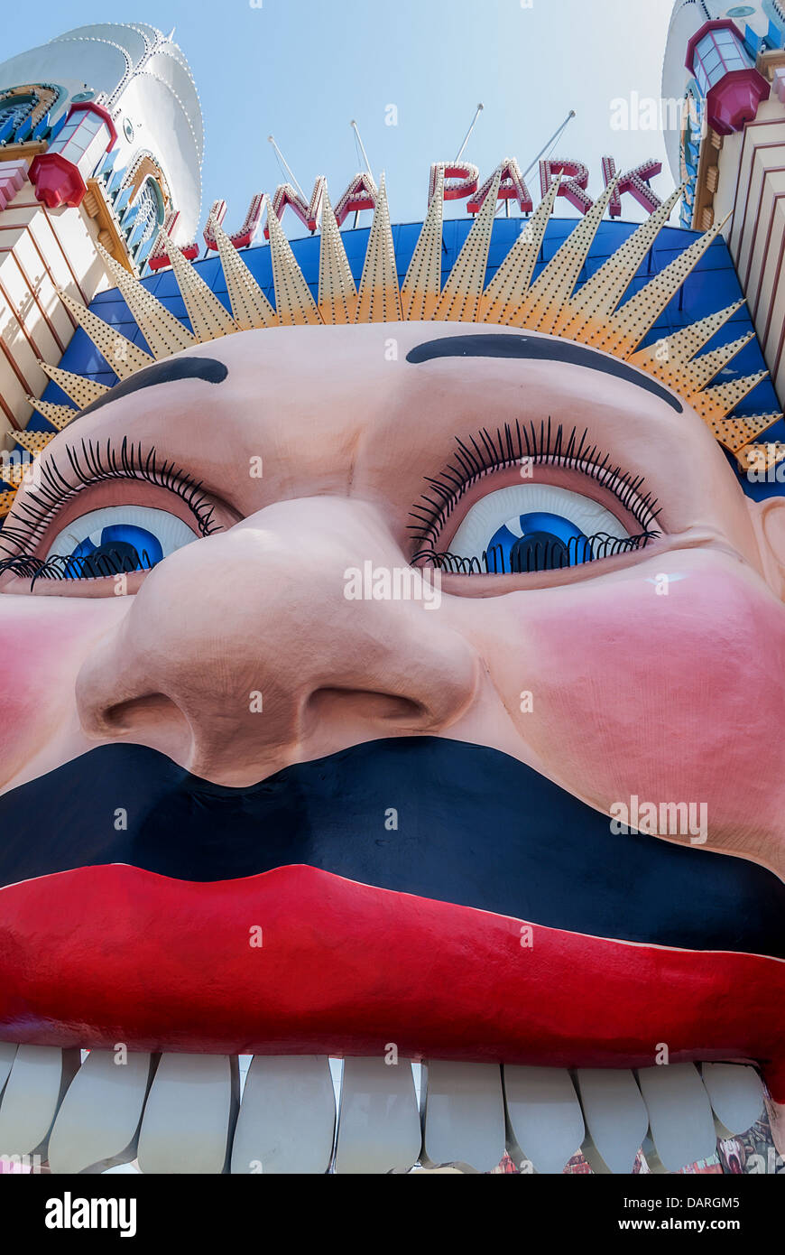 The entrance to the iconic Luna Park fun fair in Milsons Point North Sydney Stock Photo