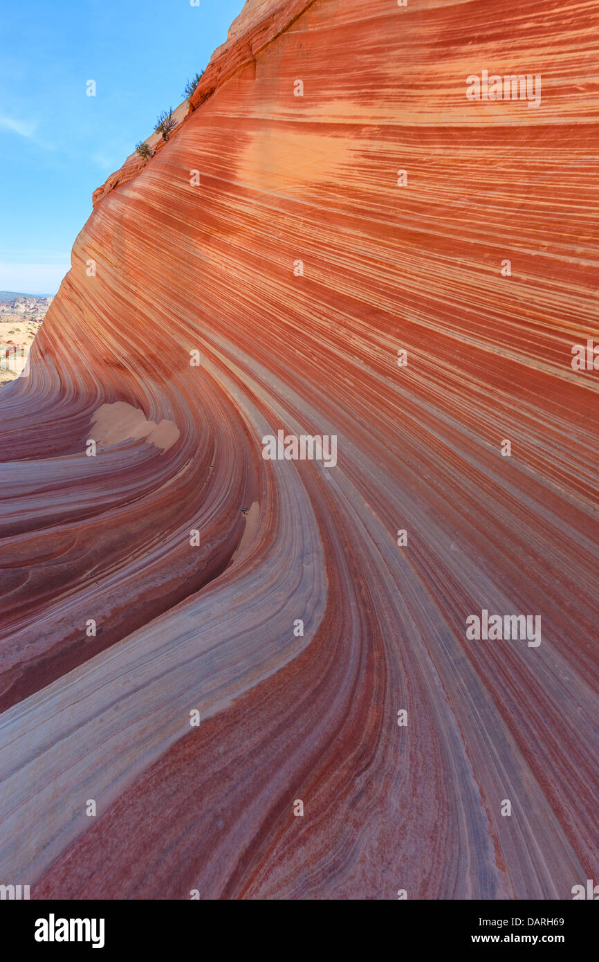 Rock formations in the North Coyote Buttes, part of the Vermilion Cliffs National Monument. This area is also known as The Wave. Stock Photo