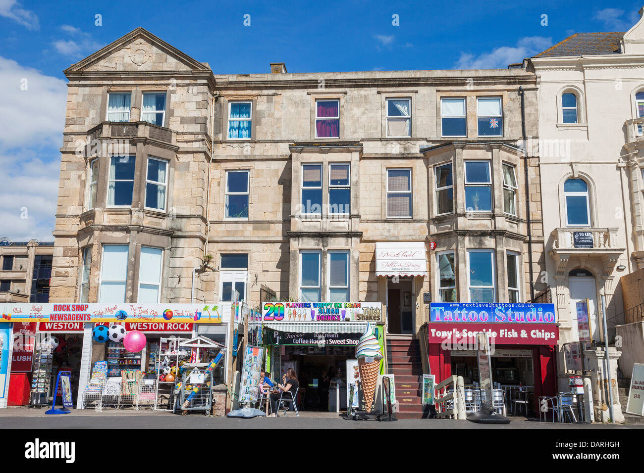 England, Somerset ,WestonSuperMare, Seafront Shops Stock Photo Alamy